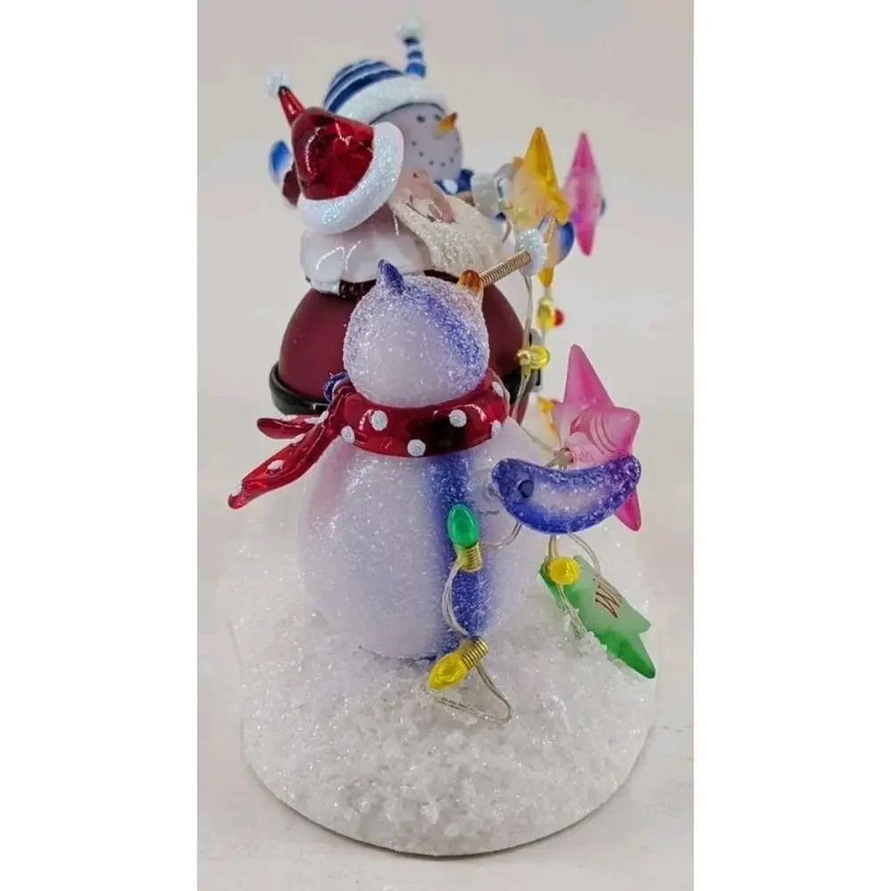 Home Collection Acrylic Lighted Holiday Trio Snowmen & Santa Merry Christmas